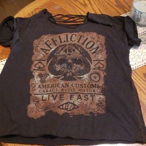 Affliction lace up tee